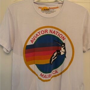 Aviator Nation White Tee with Multicolor Graphic